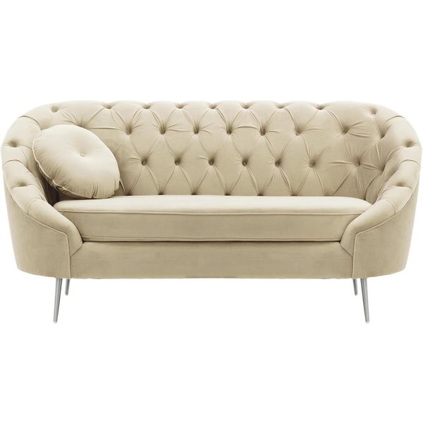 Kooper 2 Seater Sofa with quilting, light beige, Leg colour: chrome metal
