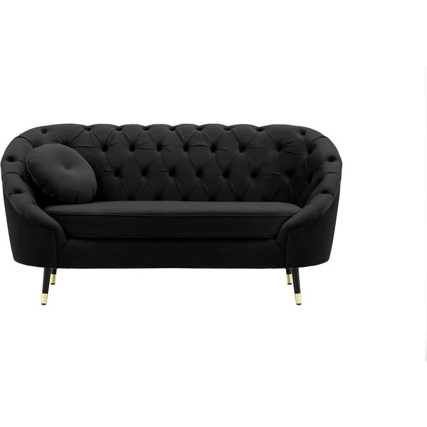 Kooper 2 Seater Sofa with quilting, black, Leg colour: Black + gold