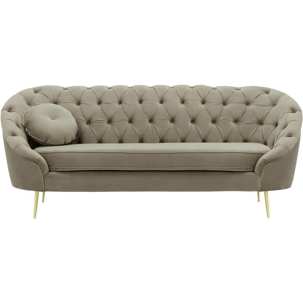 Kooper 2,5 Seater Sofa with quilting, grey, Leg colour: gold metal