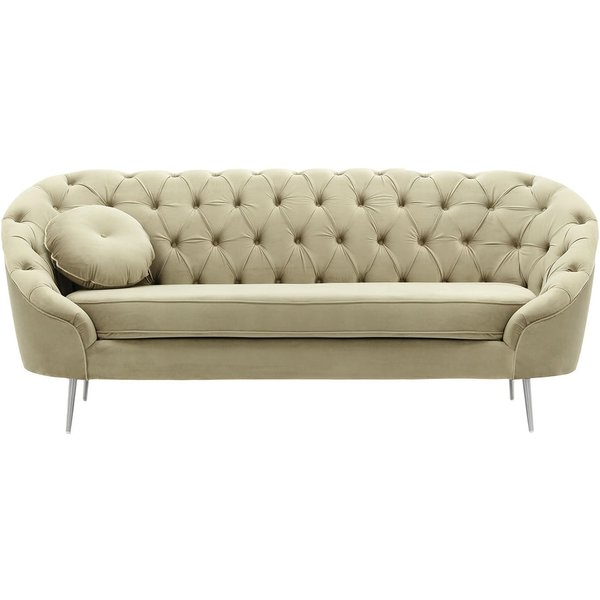 Kooper 2,5 Seater Sofa with quilting, mink, Leg colour: chrome metal