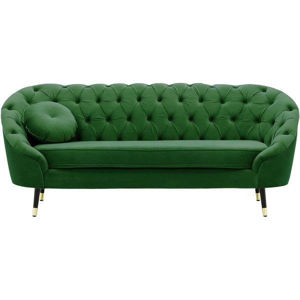 Kooper 2,5 Seater Sofa with quilting, dark green, Leg colour: Black + gold