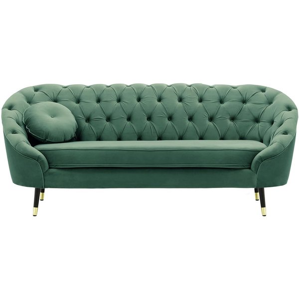Kooper 2,5 Seater Sofa with quilting, dirty blue, Leg colour: Black + gold