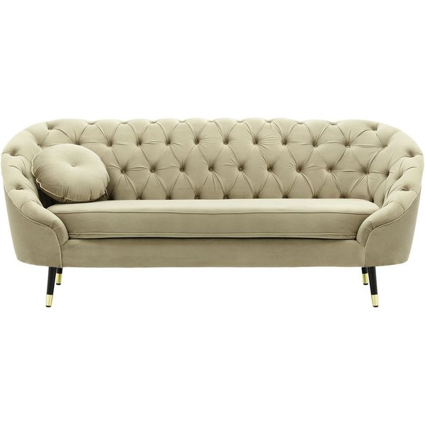 Kooper 2,5 Seater Sofa with quilting, mink, Leg colour: Black + gold