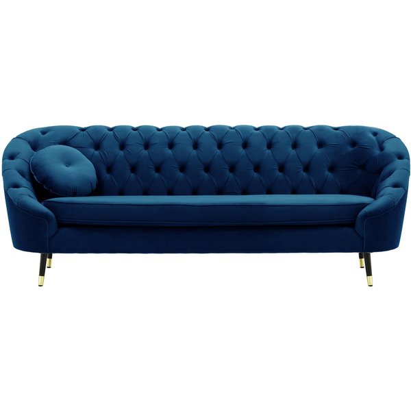 Kooper 3 Seater Sofa with quilting, blue, Leg colour: Black + gold