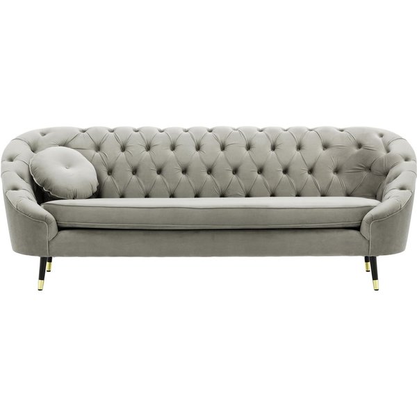 Kooper 3 Seater Sofa with quilting, silver, Leg colour: Black + gold