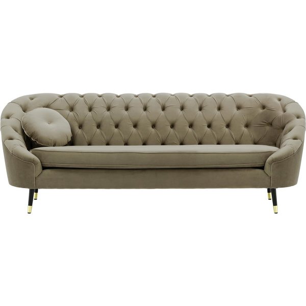 Kooper 3 Seater Sofa with quilting, grey, Leg colour: Black + gold