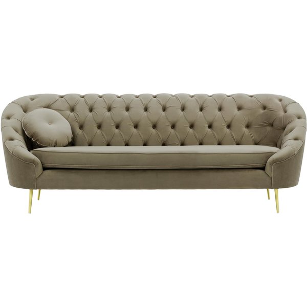 Kooper 3 Seater Sofa with quilting, grey, Leg colour: gold metal