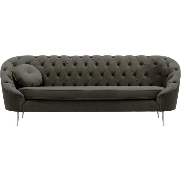Kooper 3 Seater Sofa with quilting, graphite, Leg colour: chrome metal