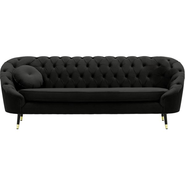 Kooper 3 Seater Sofa with quilting, black, Leg colour: Black + gold