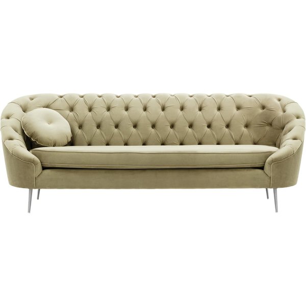Kooper 3 Seater Sofa with quilting, mink, Leg colour: chrome metal