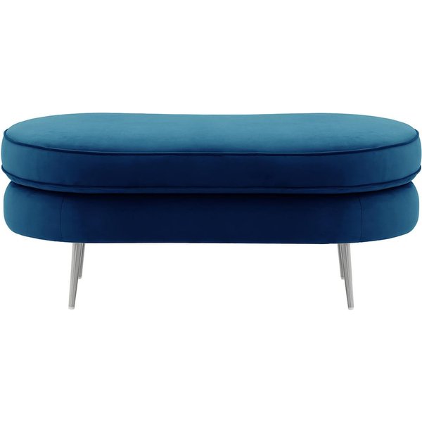 Kooper Footstool, blue, Leg colour: chrome metal