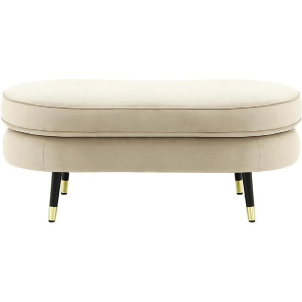 Kooper Footstool, light beige, Leg colour: Black + gold