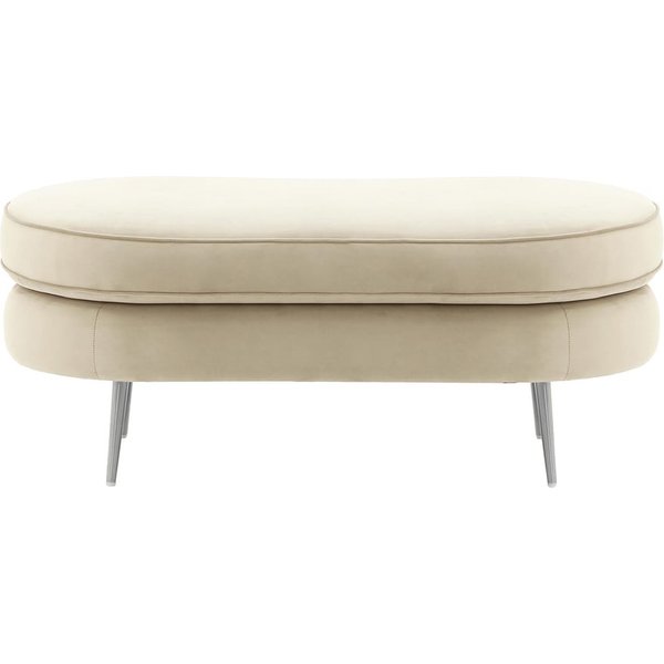 Kooper Footstool, light beige, Leg colour: chrome metal