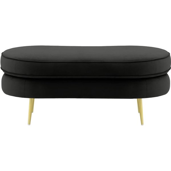 Kooper Footstool, black, Leg colour: gold metal
