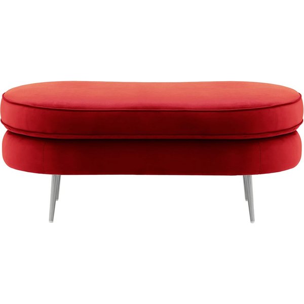 Kooper Footstool, dark red, Leg colour: chrome metal