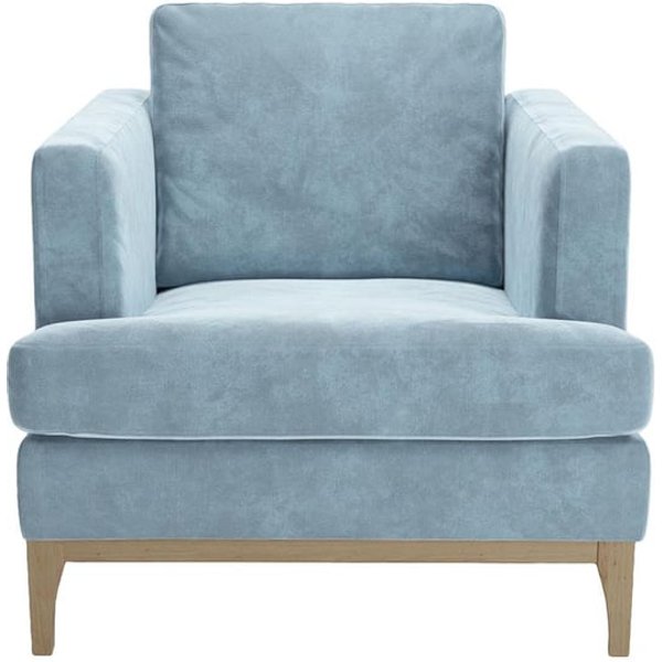 Scarlett Eco Armchair, light blue, Leg colour: wax black