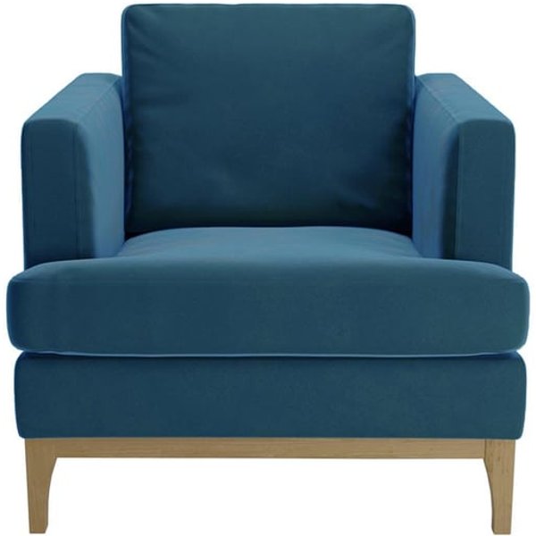 Scarlett Armchair, blue, Leg colour: wax black