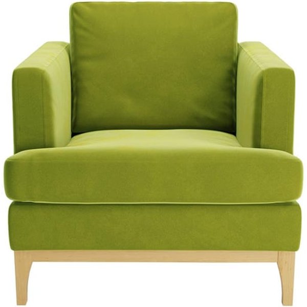 Scarlett Armchair, olive green, Leg colour: like oak