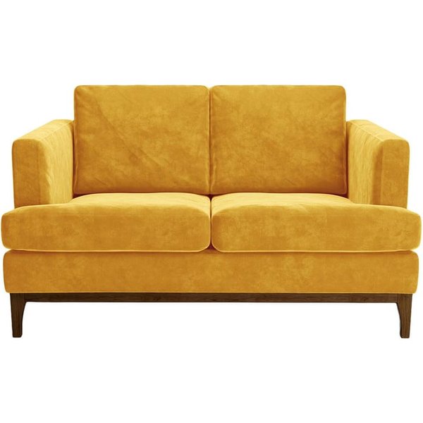 Scarlett Eco 2 Seater Sofa, yellow, Leg colour: dark oak
