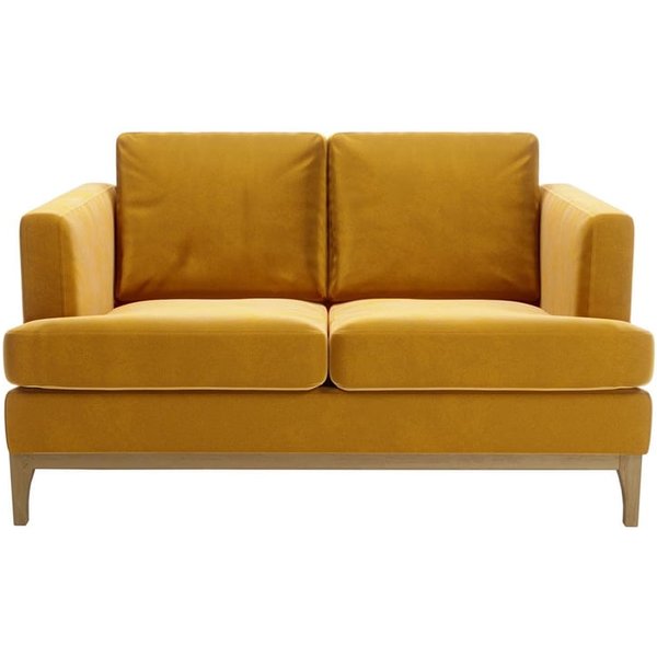 Scarlett 2 Seater Sofa, mustard, Leg colour: wax black
