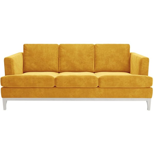 Scarlett Eco 3 Seater Sofa, yellow, Leg colour: white
