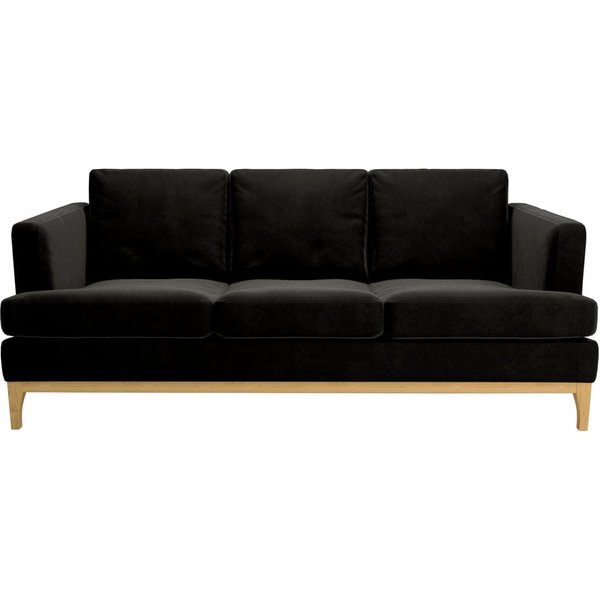 Scarlett 3 Seater Sofa, black, Leg colour: like oak