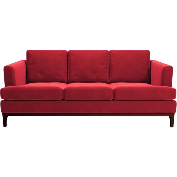 Scarlett 3 Seater Sofa, dark red, Leg colour: dark oak