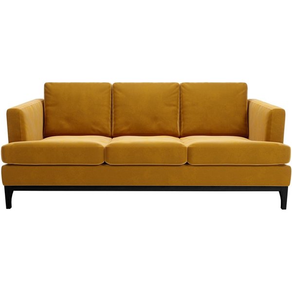 Scarlett 3 Seater Sofa, mustard, Leg colour: black