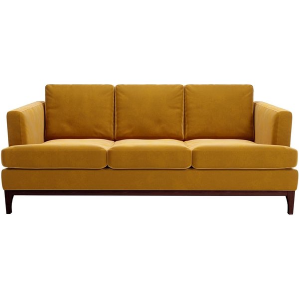 Scarlett 3 Seater Sofa, mustard, Leg colour: dark oak