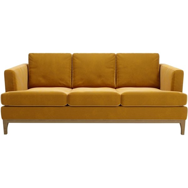 Scarlett 3 Seater Sofa, mustard, Leg colour: wax black
