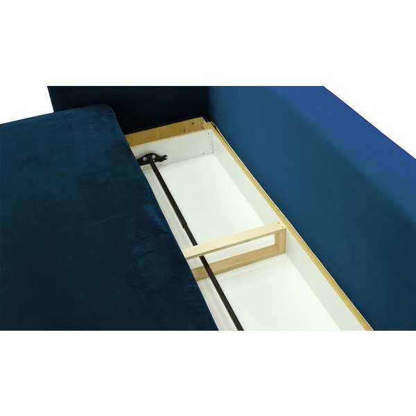 Mossa Sofa Bed with Storage, blue, Leg colour: dark oak