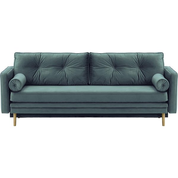 Mossa Sofa Bed with Storage, dirty blue, Leg colour: wax black