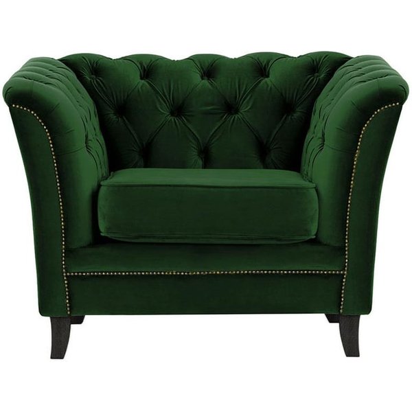 Karin Armchair, dark green, Leg colour: black