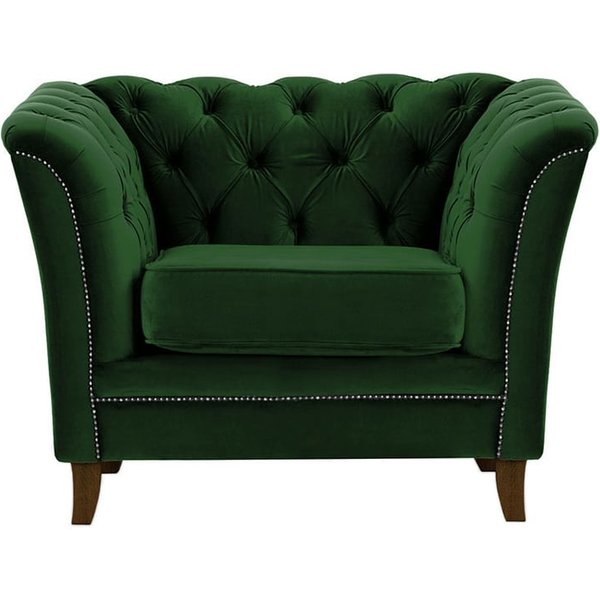 Karin Armchair, dark green, Leg colour: dark oak