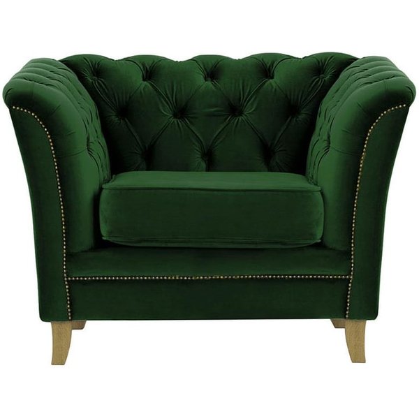 Karin Armchair, dark green, Leg colour: like oak