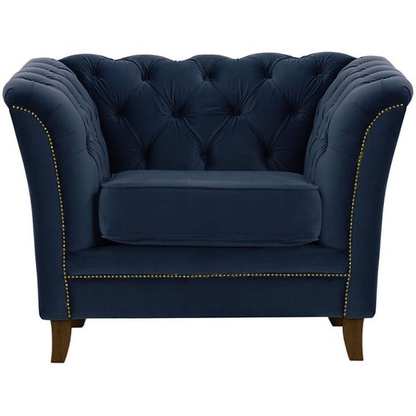 Karin Armchair, blue, Leg colour: dark oak