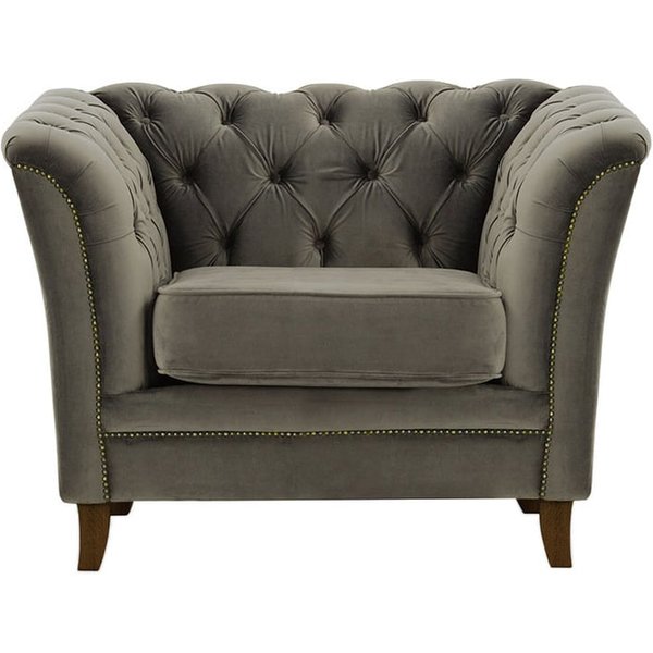 Karin Armchair, grey, Leg colour: dark oak