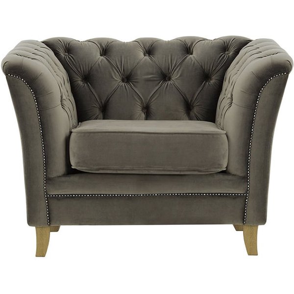 Karin Armchair, grey, Leg colour: like oak