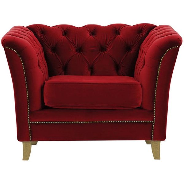 Karin Armchair, dark red, Leg colour: like oak