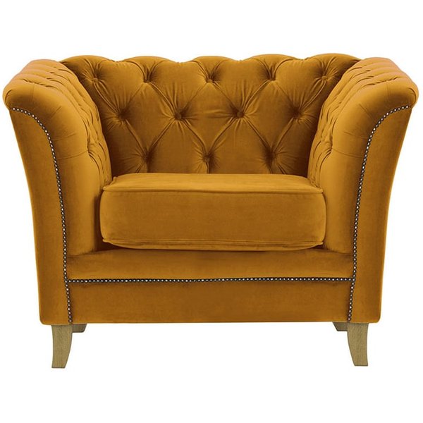 Karin Armchair, mustard, Leg colour: like oak