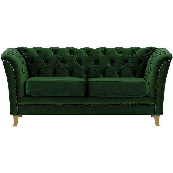 Karin 2 Seater Sofa, dark green, Leg colour: like oak