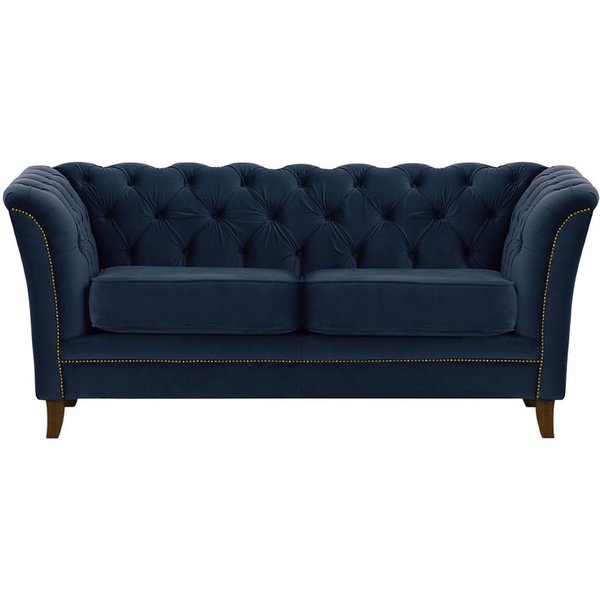Karin 2 Seater Sofa, blue, Leg colour: dark oak