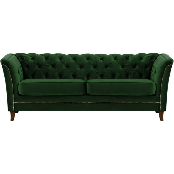 Karin 3 Seater Sofa, dark green, Leg colour: dark oak