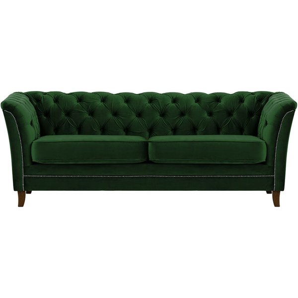 Karin 3 Seater Sofa, dark green, Leg colour: dark oak