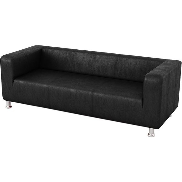 Scala 3 Seater Faux Leather Sofa, black