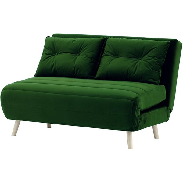 Flic Double Sofa Bed - width 120 cm, dark green, Leg colour: white