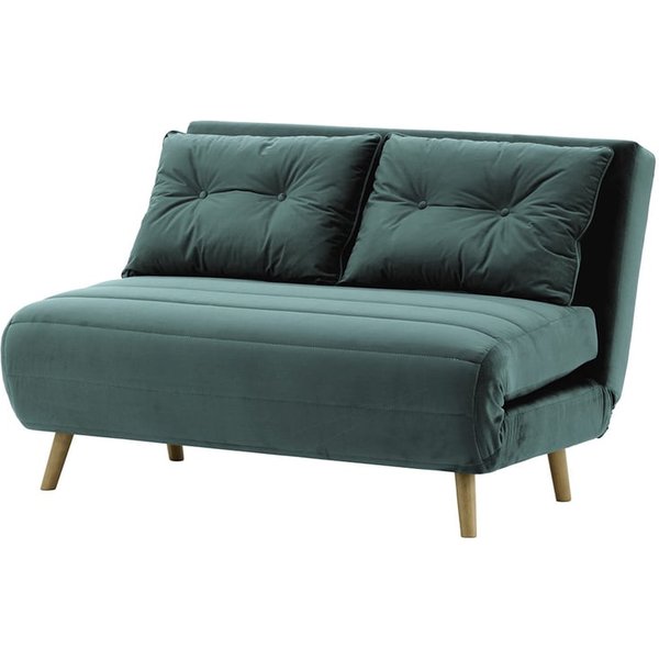 Flic Double Sofa Bed - width 120 cm, dirty blue, Leg colour: wax black