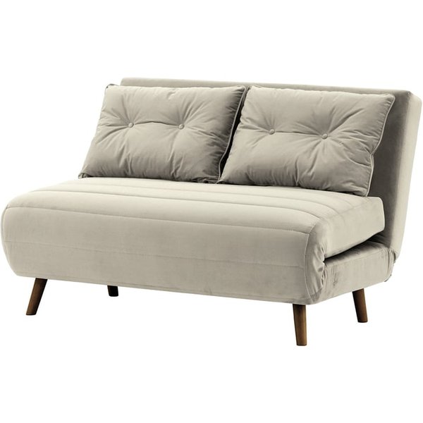 Flic Double Sofa Bed - width 120 cm, silver, Leg colour: dark oak