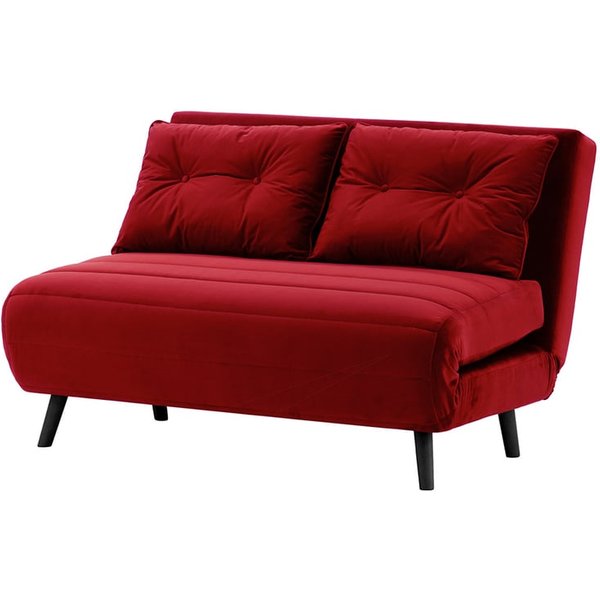 Flic Double Sofa Bed - width 120 cm, dark red, Leg colour: black