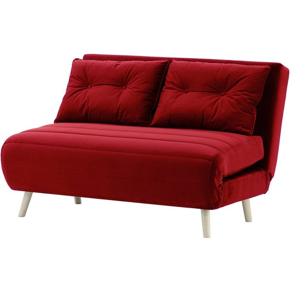 Flic Double Sofa Bed - width 120 cm, dark red, Leg colour: white